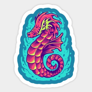 Vibrant Seahorse illustration Sticker